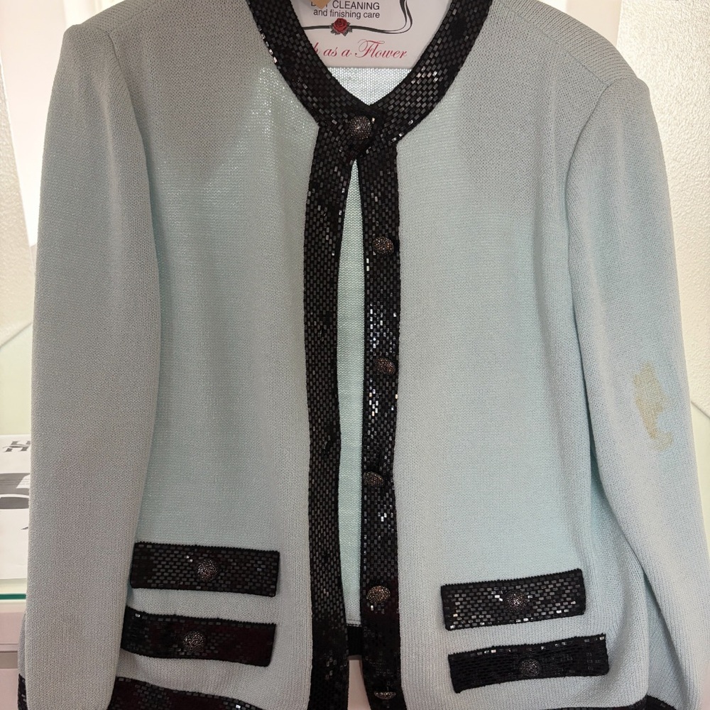 St. John Mint Green and Black Skirt Set
